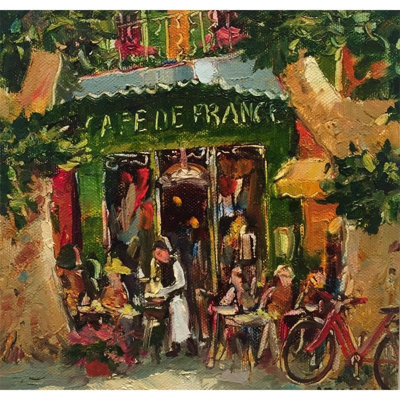 Painting Café de France by Arkady | Painting Figurative Oil Life style