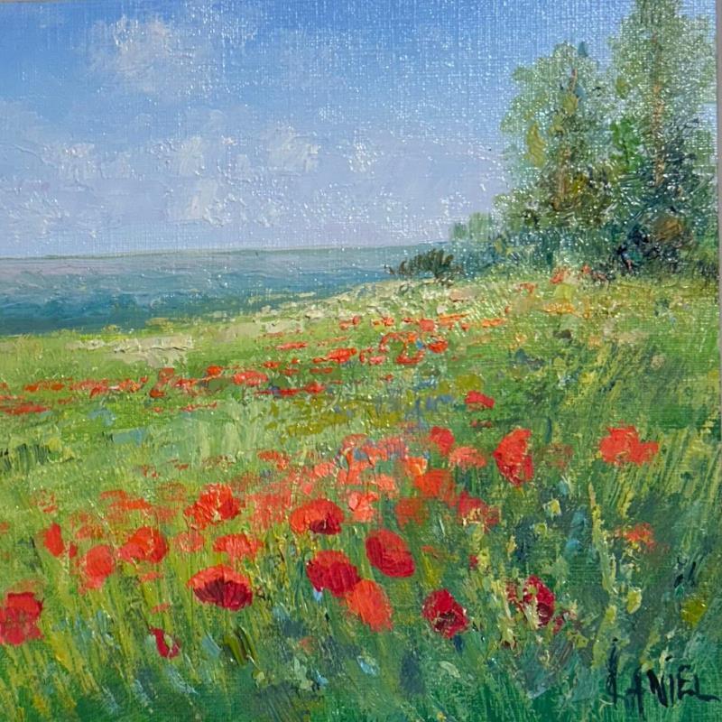 Gemälde Coquelicots en baie de Somme von Daniel | Gemälde Impressionismus Öl Landschaften, Pop-Ikonen