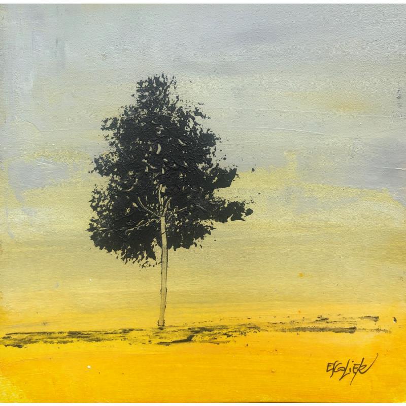 Peinture Un arbre dans le soleil. par Escolier Odile | Tableau Figuratif Acrylique Minimaliste, Nature, Paysages