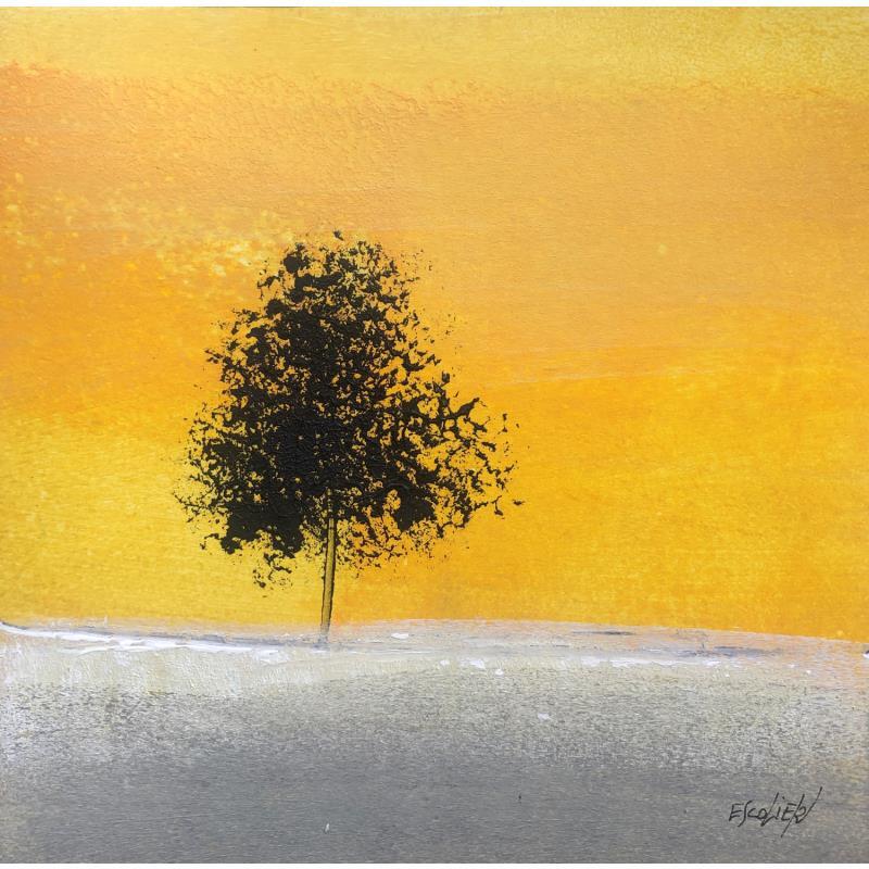 Painting Soleil infini by Escolier Odile | Painting Figurative Landscapes Nature Minimalist Acrylic