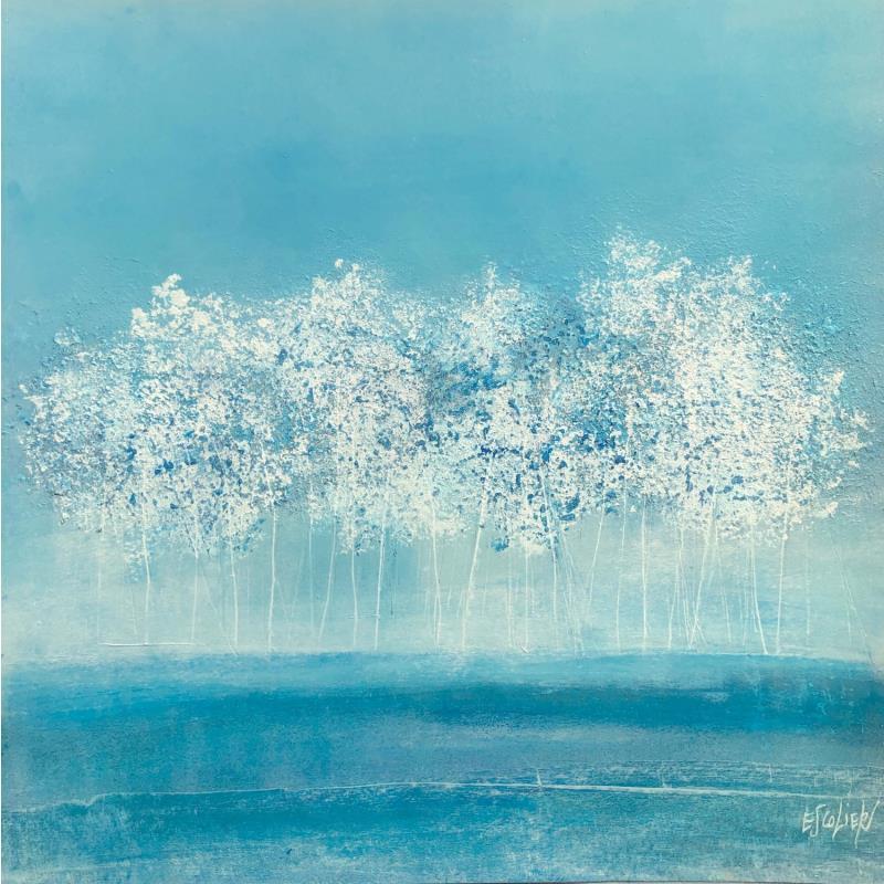 Painting Legereté dans les arbres   by Escolier Odile | Painting Figurative Acrylic Landscapes, Minimalist, Nature
