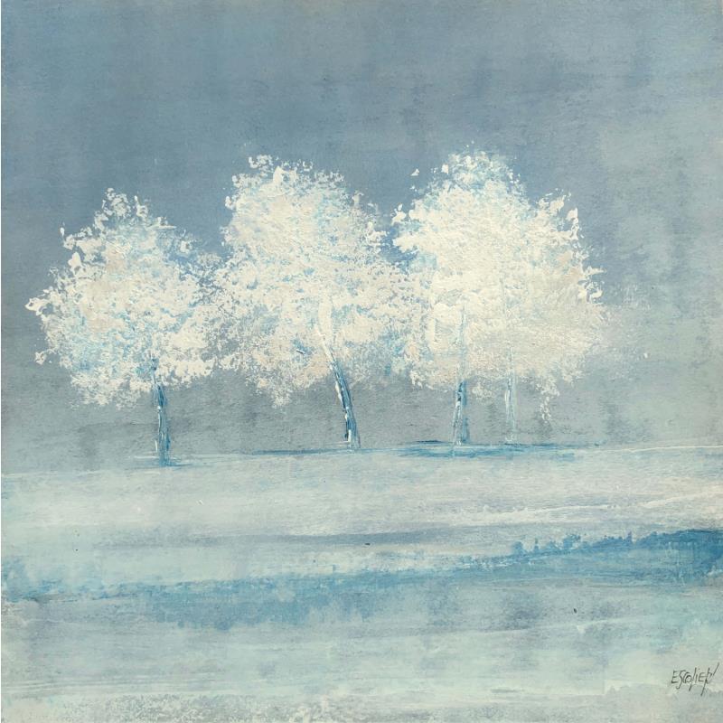 Gemälde Quand les arbres se frolent von Escolier Odile | Gemälde Figurativ Landschaften Natur Minimalistisch Acryl