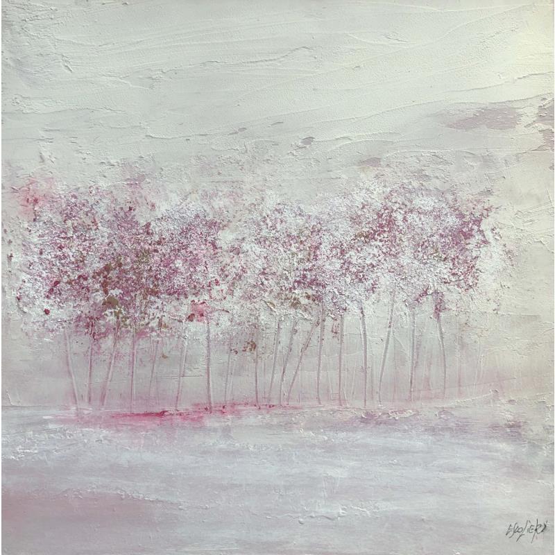 Painting Vers la douceur des arbres by Escolier Odile | Painting Figurative Acrylic Landscapes, Minimalist, Nature
