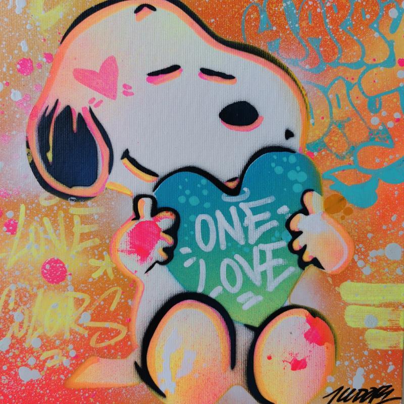 Gemälde Snoopy little heart von Kedarone | Gemälde Pop-Art Acryl, Graffiti Pop-Ikonen