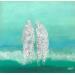 Peinture  Au bord d'un vert  émeraude par Escolier Odile | Tableau Figuratif Marine Scènes de vie Minimaliste Carton Acrylique