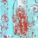 Peinture Moka bleu par Sablyne | Tableau Figuratif Scènes de vie Bois Carton Acrylique Collage Encre Pastel Feuille d'or Upcycling Papier