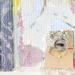 Peinture Milo 2.0 par Sablyne | Tableau Figuratif Scènes de vie Graffiti Bois Carton Acrylique Collage Encre Pastel Textile Feuille d'or Upcycling Papier Pigments