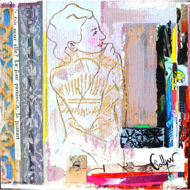 Peinture Milo 2.0 par Sablyne | Tableau Figuratif Acrylique, Bois, Carton, Collage, Encre, Feuille d'or, Graffiti, Papier, Pastel, Pigments, Textile, Upcycling Scènes de vie