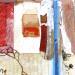 Gemälde Larmes d'Ondine von Sablyne | Gemälde Art brut Porträt Alltagsszenen Holz Pappe Acryl Collage Tinte Pastell Blattgold Upcycling Papier Pigmente