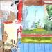 Peinture Jardin Grec par Sablyne | Tableau Art Singulier Portraits Scènes de vie Bois Carton Acrylique Collage Encre Pastel Feuille d'or Upcycling Papier Pigments