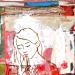 Gemälde Jardin Grec von Sablyne | Gemälde Art brut Porträt Alltagsszenen Holz Pappe Acryl Collage Tinte Pastell Blattgold Upcycling Papier Pigmente