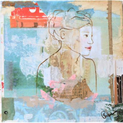 Painting Manureva by Sablyne | Painting Raw art Acrylic, Cardboard, Gluing, Gold leaf, Ink, Paper, Pastel, Pigments, Upcycling, Wood Life style, Portrait