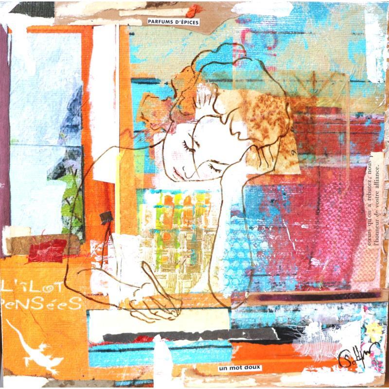 Painting Notes exquises by Sablyne | Painting Raw art Acrylic, Cardboard, Gluing, Gold leaf, Graffiti, Ink, Paper, Pastel, Pigments, Textile, Upcycling, Wood Life style, Portrait, Society