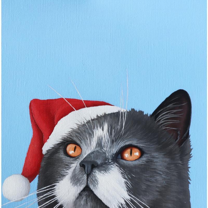 Painting CHRISTMAS CAT by Milie Lairie | Painting Realism Oil Animals, Nature, Pop icons