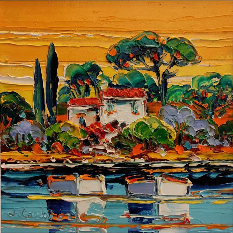 Gemälde 2 barques von Corbière Liisa | Gemälde Figurativ Landschaften Öl