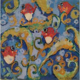 Painting Fondo Marino by Villanueva Puigdelliura Natalia | Painting Figurative Acrylic, Resin Animals, Marine, Pop icons