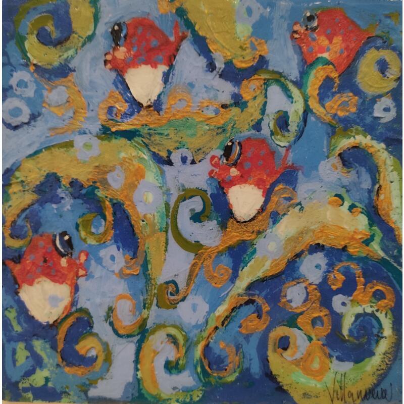 Painting Fondo Marino by Villanueva Puigdelliura Natalia | Painting Figurative Marine Animals Acrylic Resin