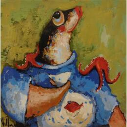 Painting Amigo Nuevo  by Villanueva Puigdelliura Natalia | Painting Figurative Acrylic, Resin Animals