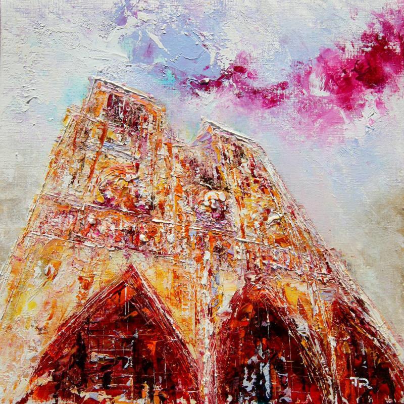 Painting Notre Dame de Paris #3 by Reymond Pierre | Painting Figurative Oil Architecture, Urban