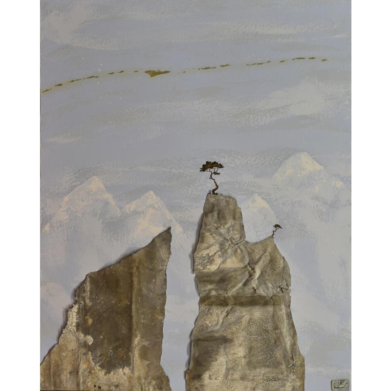 Peinture L'appel des falaises par Lemonnier  | Tableau Matiérisme Paysages Acrylique Zinc
