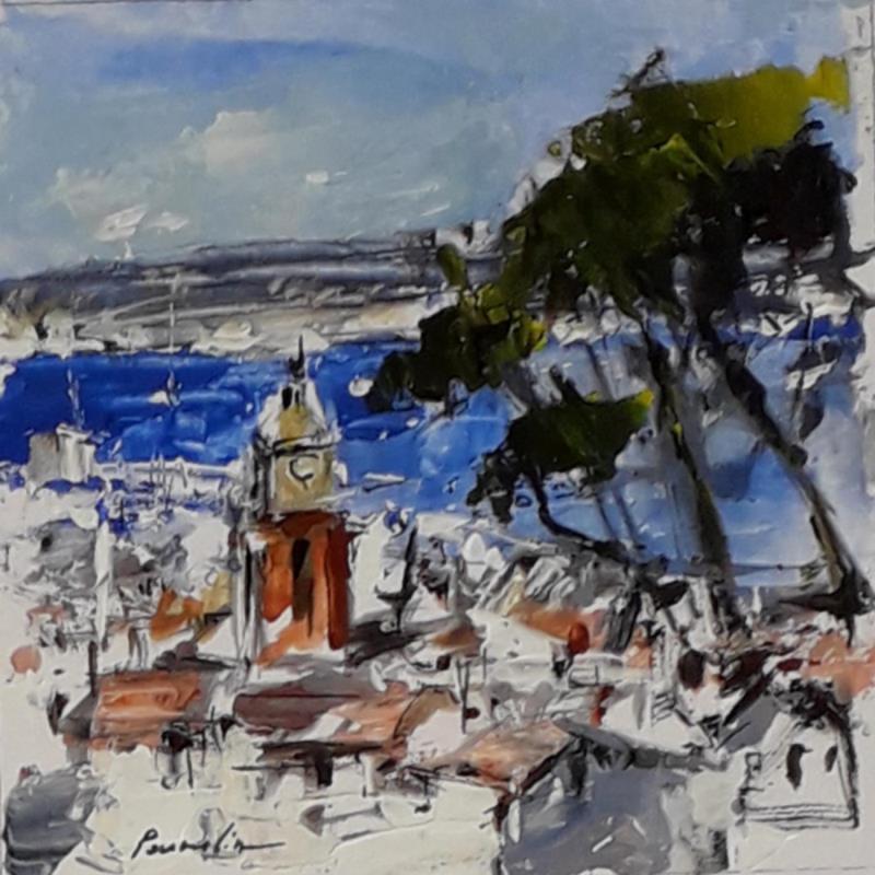 Painting Vue sur Saint Tropez by Poumelin Richard | Painting Figurative Landscapes Oil Acrylic