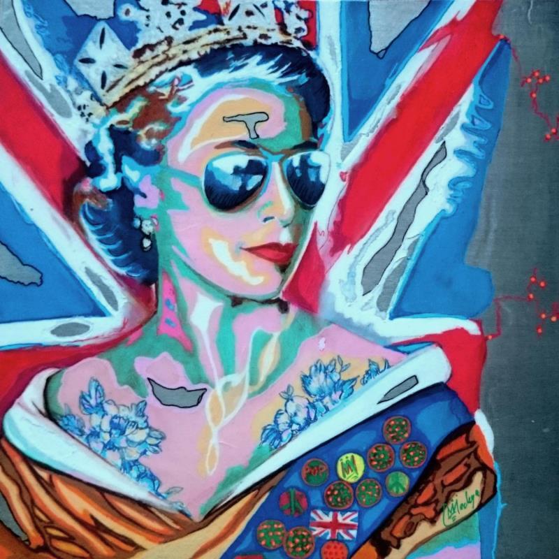Painting Elisabeth II by Medeya Lemdiya | Painting Pop-art Pop icons Metal Acrylic