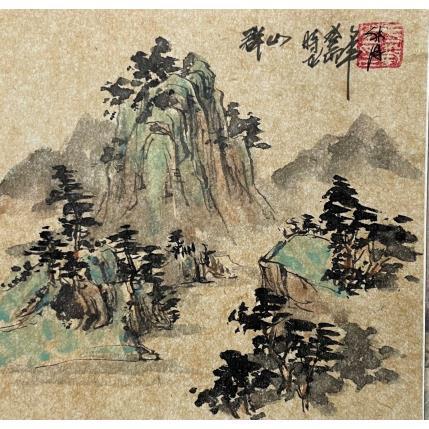 Peinture Mountains 02 par Yu Huan Huan | Tableau Figuratif Encre Paysages