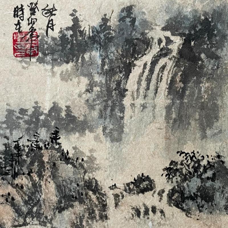 Painting Waterfall 02 by Yu Huan Huan | Painting Figurative Landscapes Ink