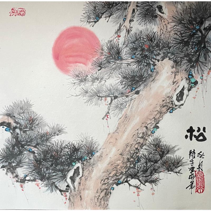 Painting Pine Tree  by Yu Huan Huan | Painting Figurative Nature Ink