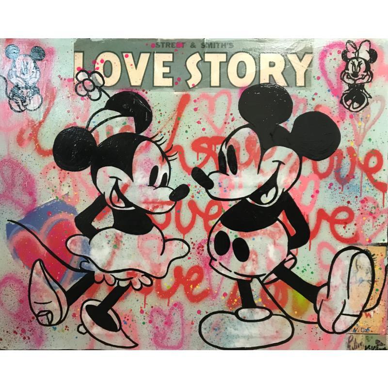 Painting LOVE STORY by Kikayou | Painting Pop-art Acrylic, Gluing, Graffiti Pop icons
