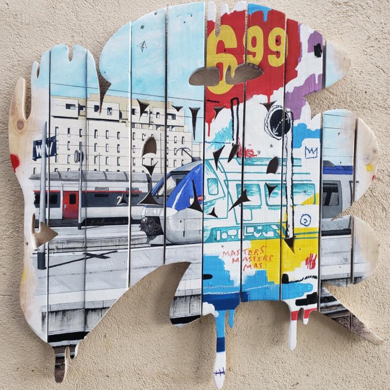 Gemälde Andy & Samo von Lassalle Ludo | Gemälde Street art Acryl, Graffiti, Holz Architektur, Landschaften, Urban