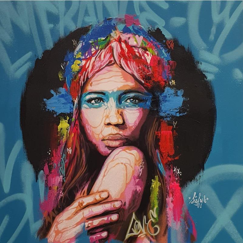 Peinture Marianne au voile par Sufyr | Tableau Street Art Graffiti Posca