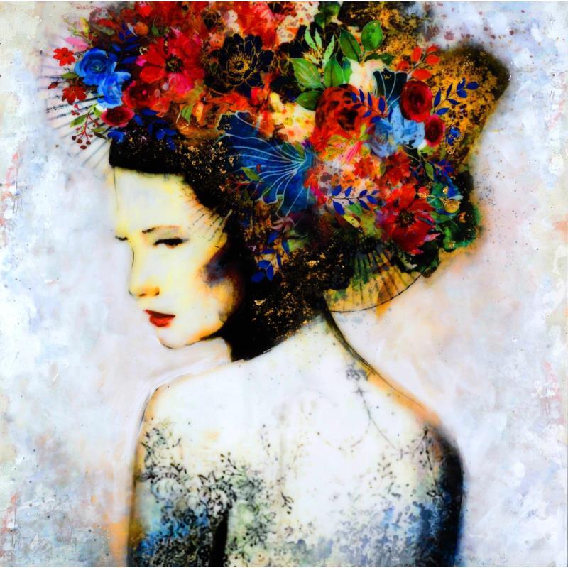 Painting 80x80 NEUS III by Bofill Laura | Painting Figurative Acrylic, Resin, Wood Portrait