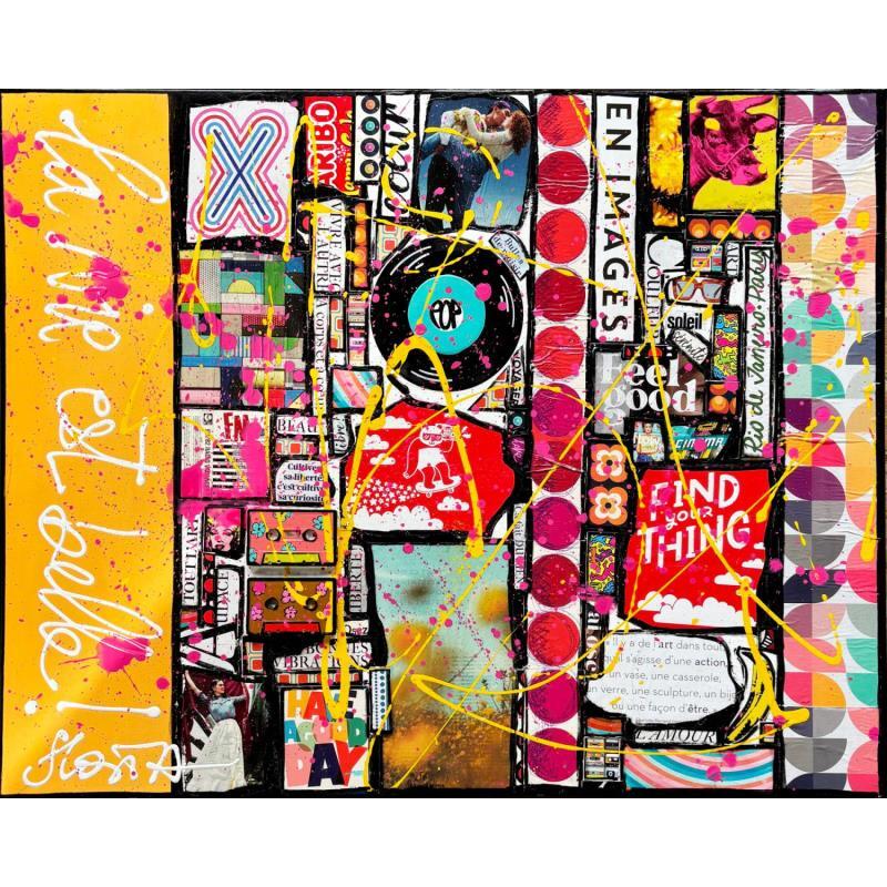 Painting La vie est belle ! by Costa Sophie | Painting Pop-art Acrylic, Gluing, Upcycling