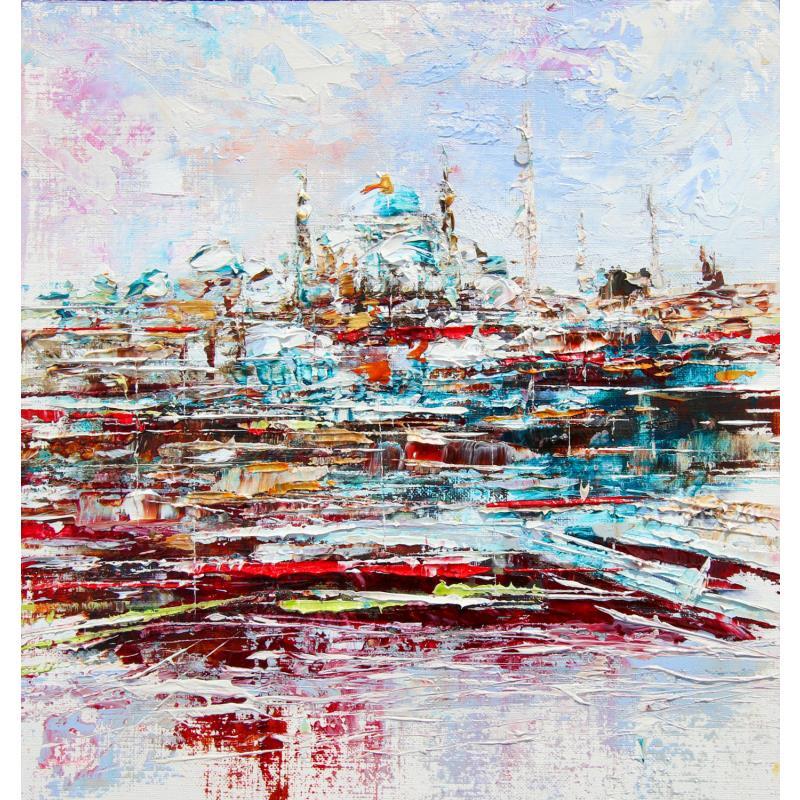 Painting Istanbul from the sea 2 by Reymond Pierre | Painting Figurative Oil Landscapes, Urban