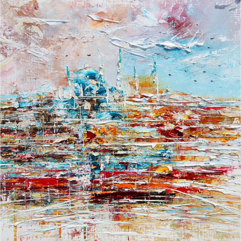 Painting Istanbul from the sea 3 by Reymond Pierre | Painting Figurative Oil Landscapes, Urban