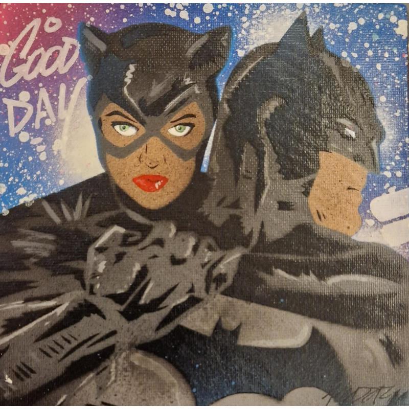 Painting Bat and Cat  by Kedarone | Painting Pop-art Pop icons Graffiti Acrylic