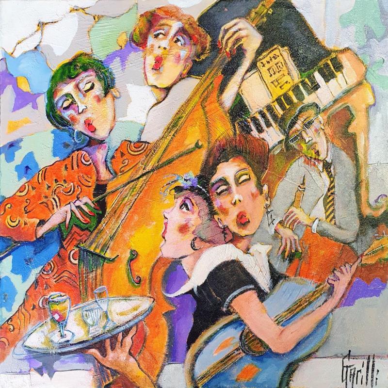 Painting Happy musical athmosphere  by Garilli Nicole | Painting Figurative Acrylic Life style