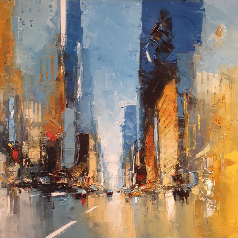 Painting Manathan Blue by Castan Daniel | Painting Figurative Oil Urban