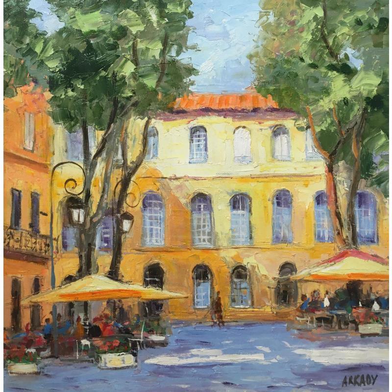 Painting Place de l'Archevêché by Arkady | Painting Figurative Life style Architecture Oil