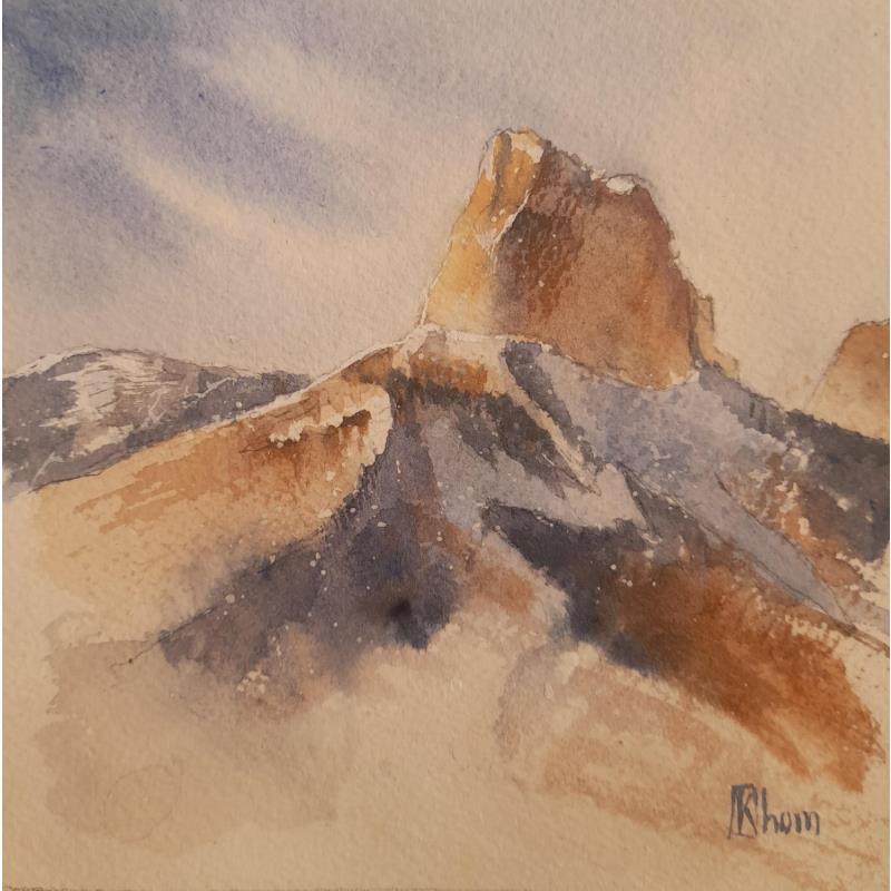 Painting Mont Aiguille by Lida Khomykova | Painting Figurative Watercolor