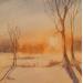 Painting Golden Sunset by Lida Khomykova | Painting Figurative Watercolor