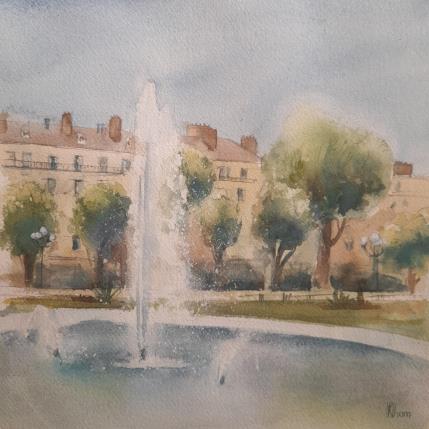 Painting Fountain in Grenoble by Lida Khomykova | Painting Figurative Watercolor