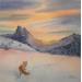 Painting Fox in the mountains by Lida Khomykova | Painting Figurative Watercolor