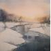 Peinture River winter par Lida Khomykova | Tableau Figuratif Aquarelle