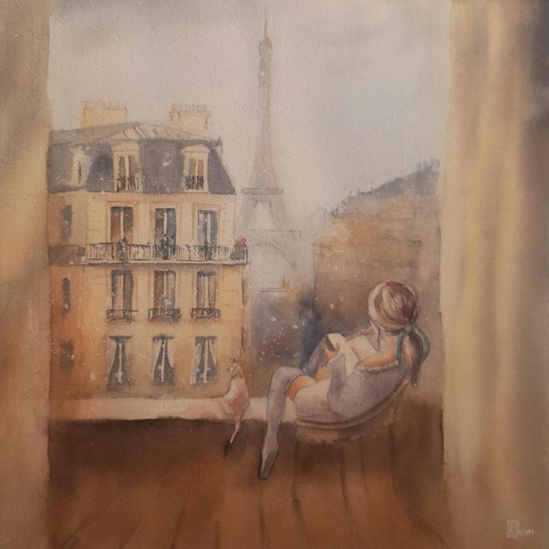 Peinture Paris par Lida Khomykova | Tableau Figuratif Aquarelle