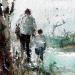 Painting UNE HALTE AU BORD DE LA LOIRE by Gutierrez | Painting Impressionism Landscapes Watercolor
