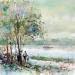 Gemälde UNE HALTE AU BORD DE LA LOIRE von Gutierrez | Gemälde Impressionismus Landschaften Aquarell