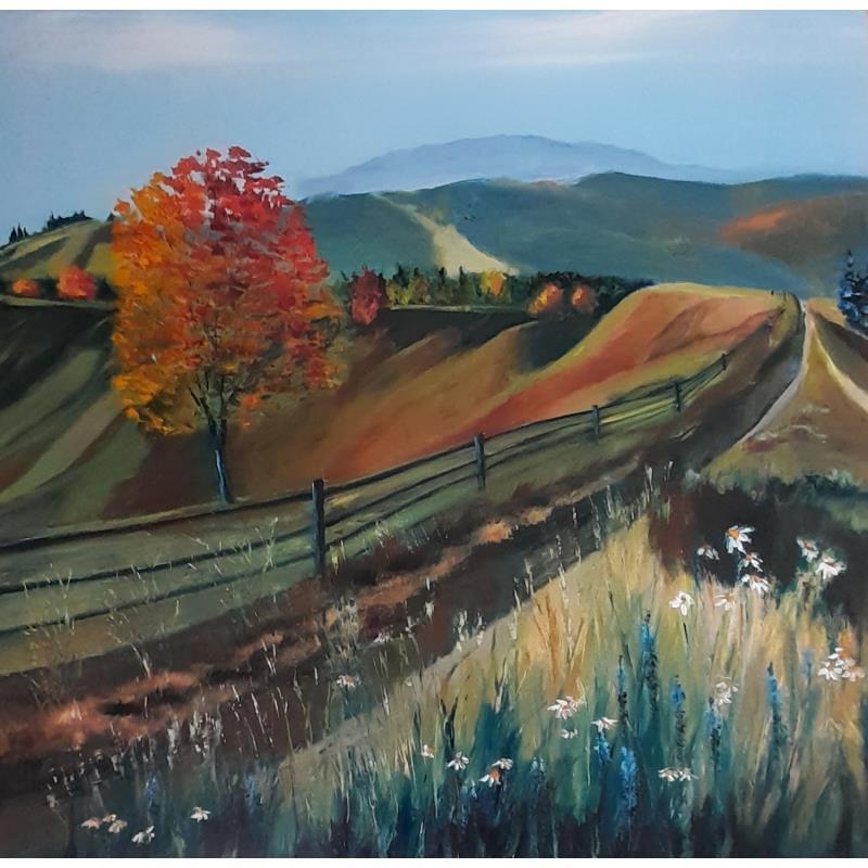 Gemälde Balade dans la campagne bourguignonne von Degabriel Véronique | Gemälde Figurativ Landschaften Öl