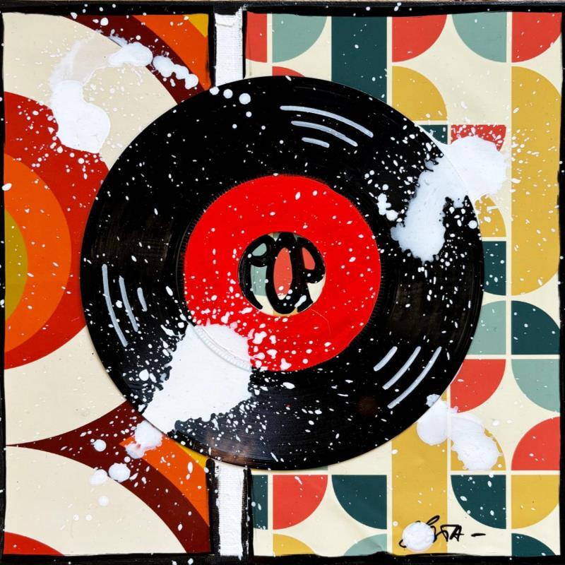 Painting Vintage Vinyle by Costa Sophie | Painting Pop-art Acrylic, Gluing, Upcycling
